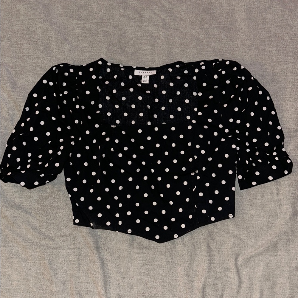 Topshop Polka Dot Blouse | Black & White Pattern | Feminine / Chic Everyday Top